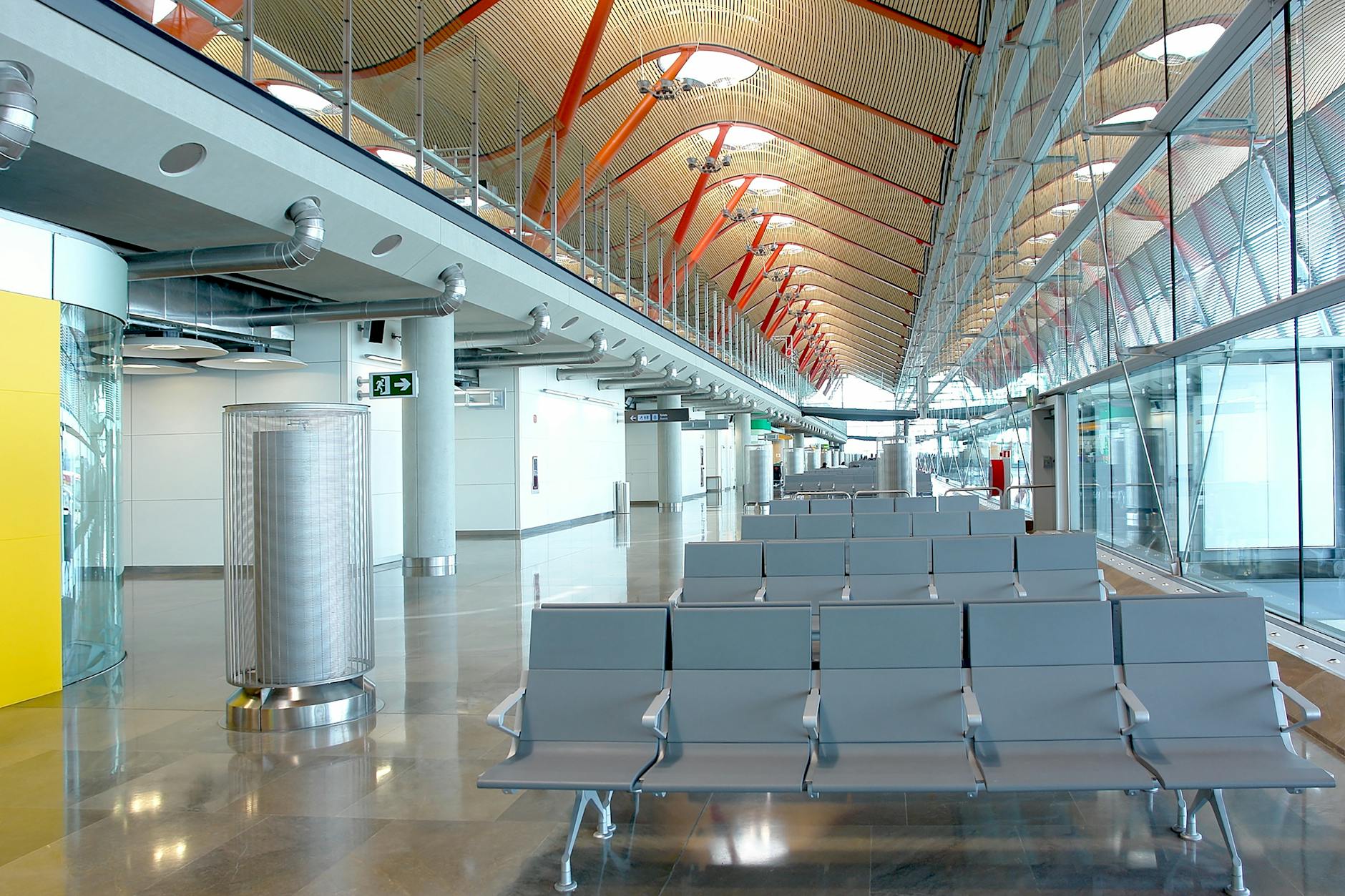 Madrid Barajas airport terminal interior with travelers