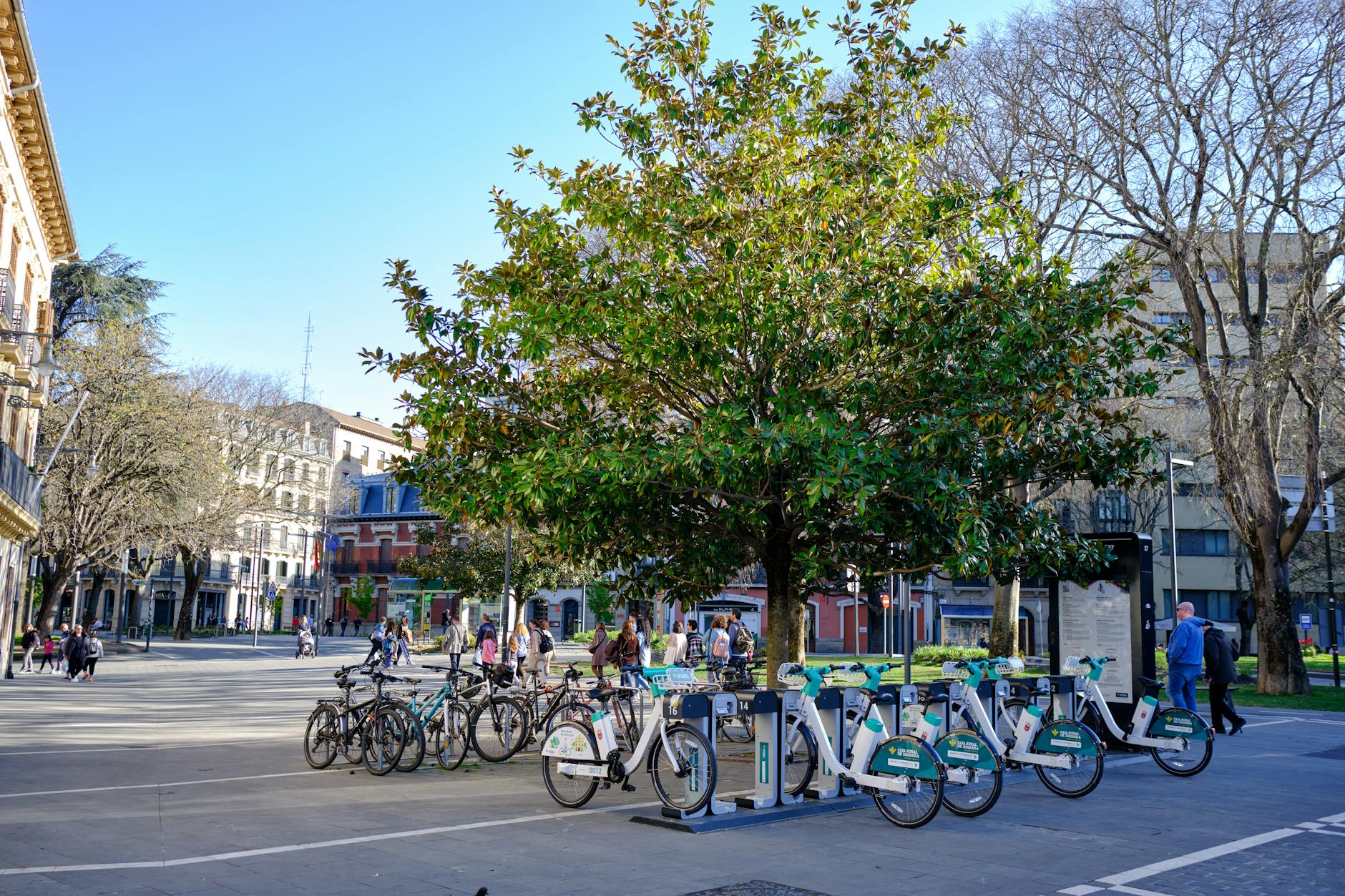 Bicycle on a Madrid street cycling infrastructure