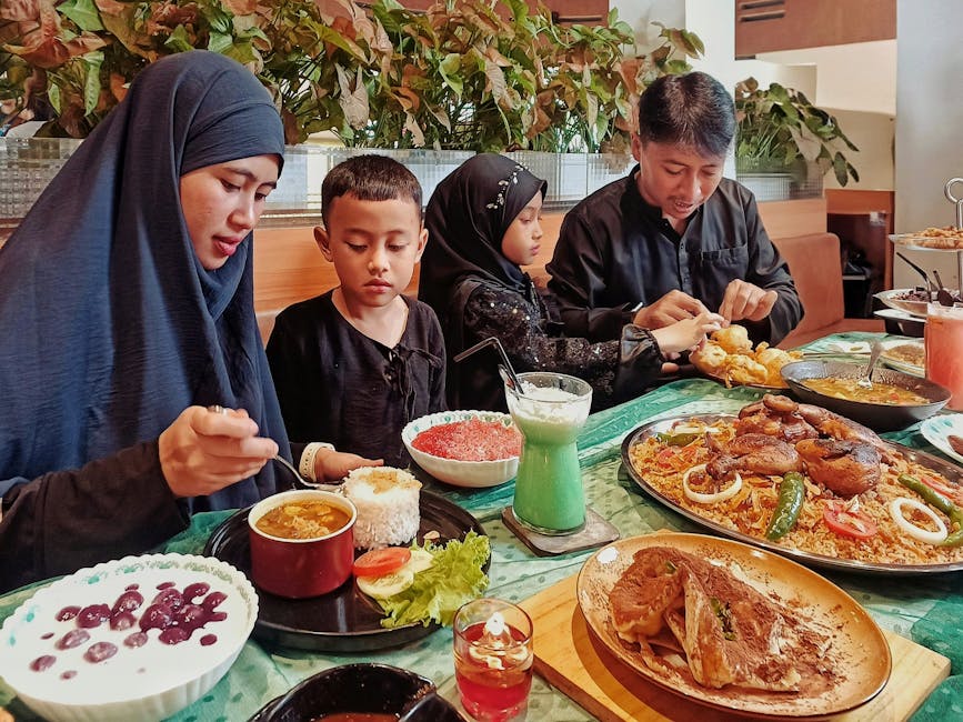 Family enjoying a meal together at a restaurant