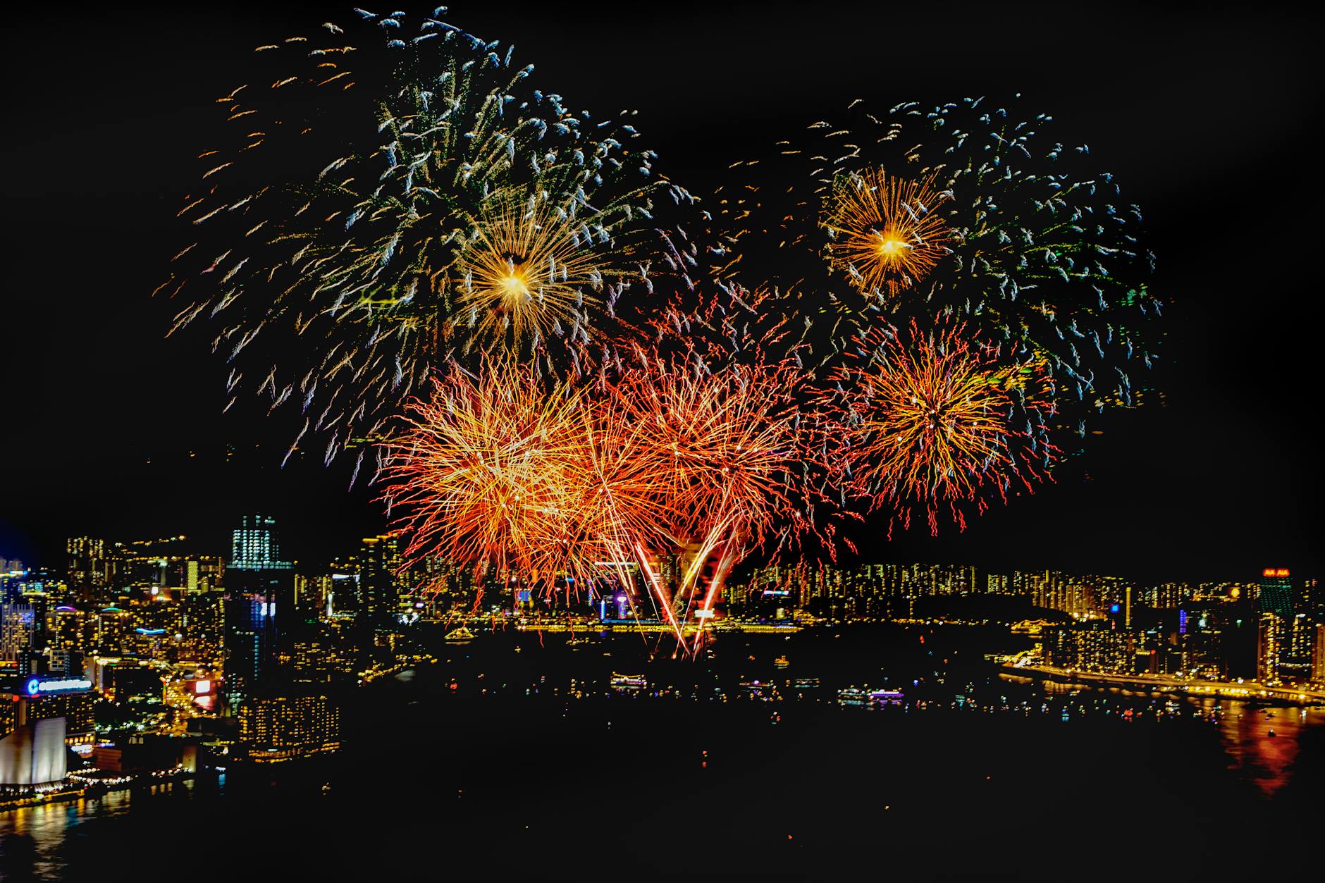 Fireworks lighting up Madrid's sky during New Year's Eve celebrations