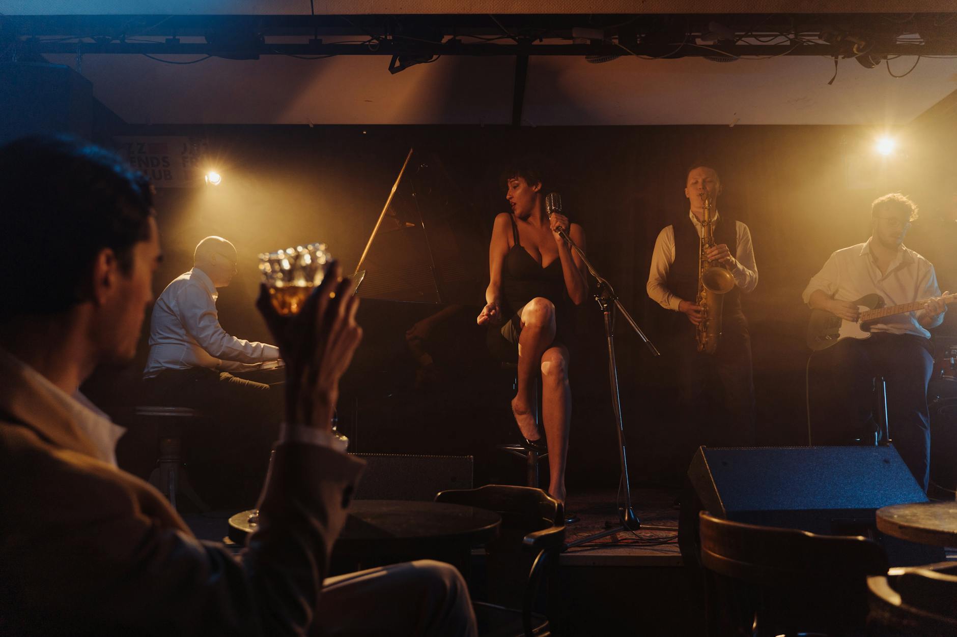 Live jazz music performance in an intimate venue