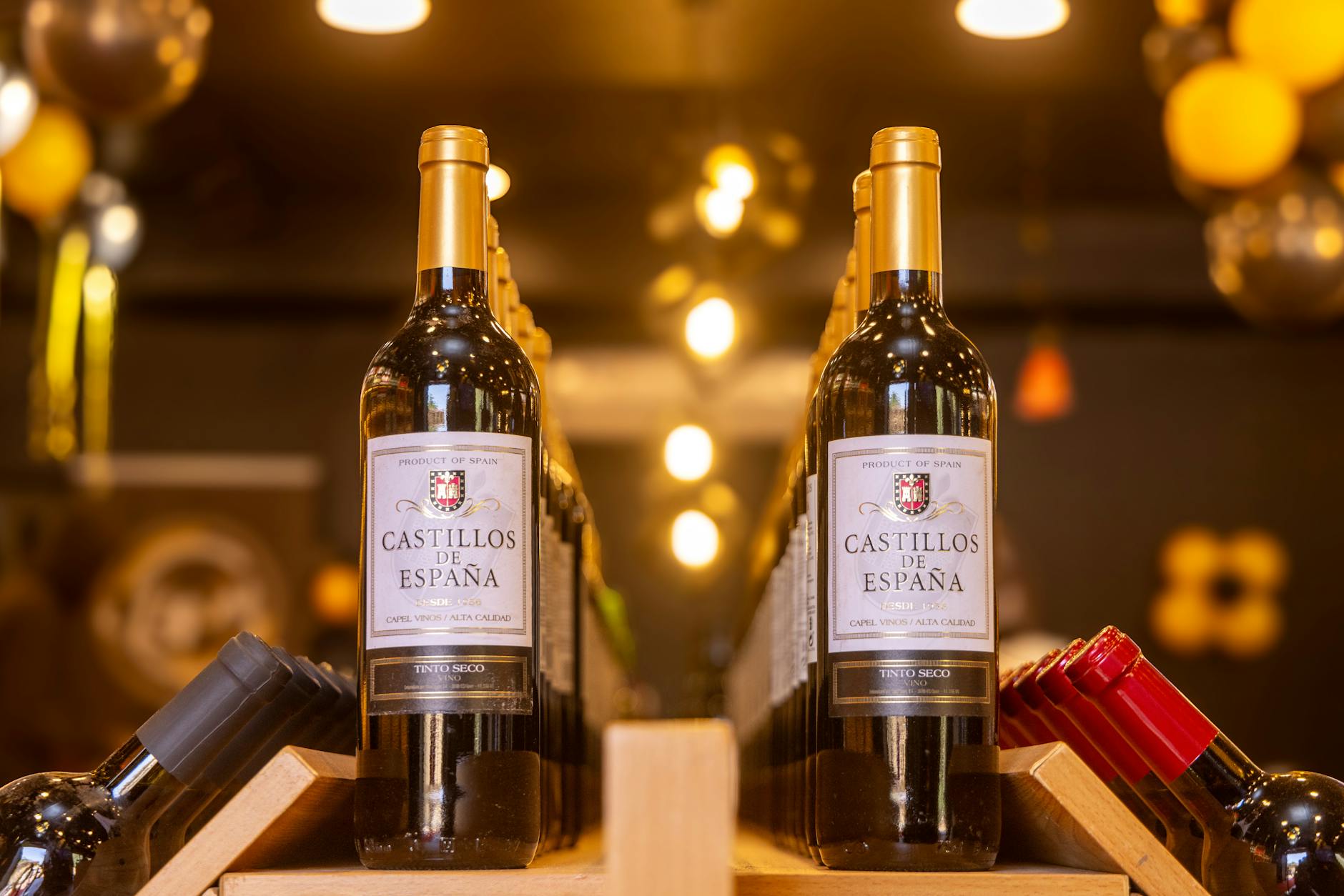 Spanish wine bar with glasses of red wine