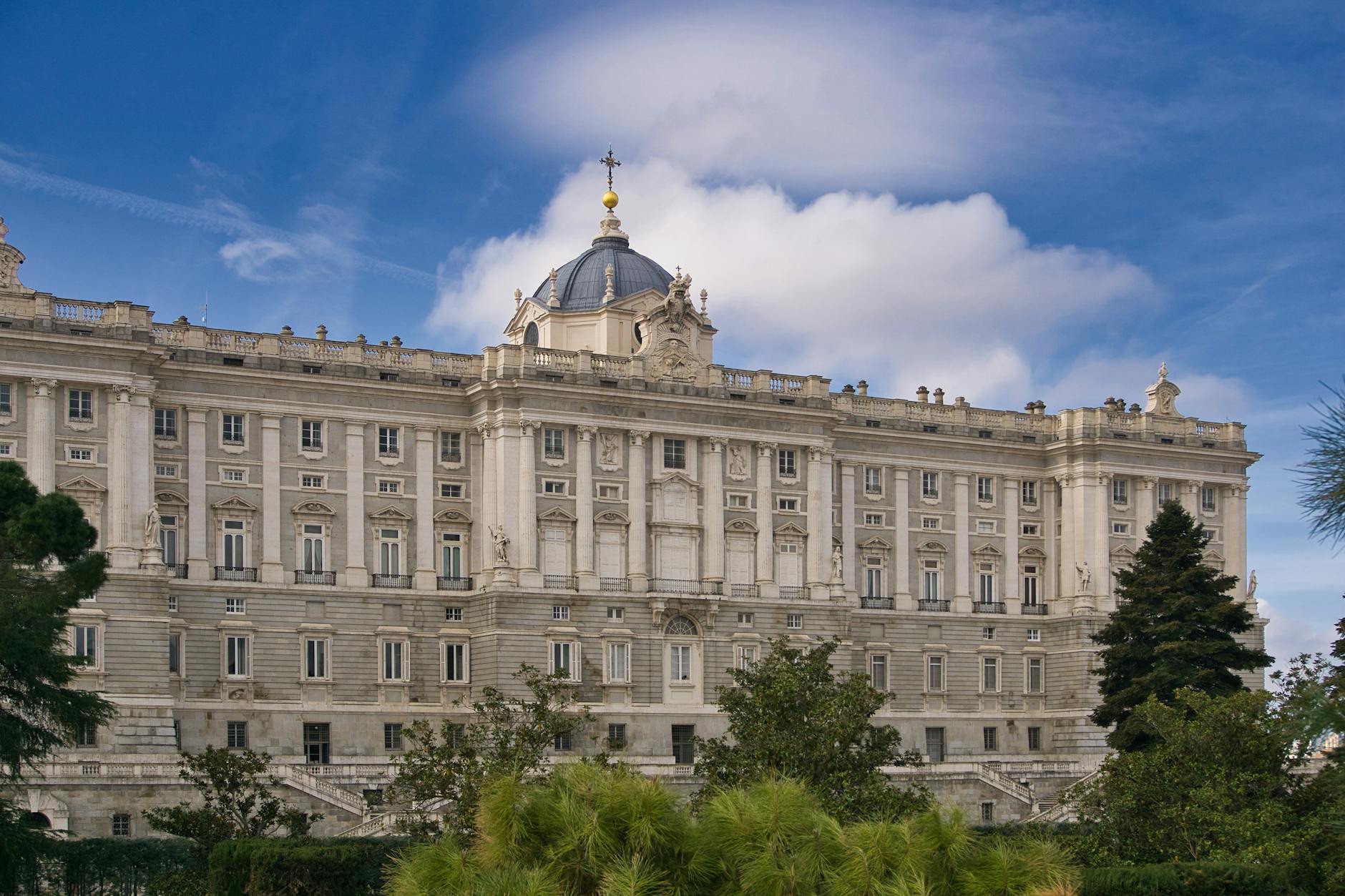Sabatini Gardens with views of the Royal Palace in Madrid