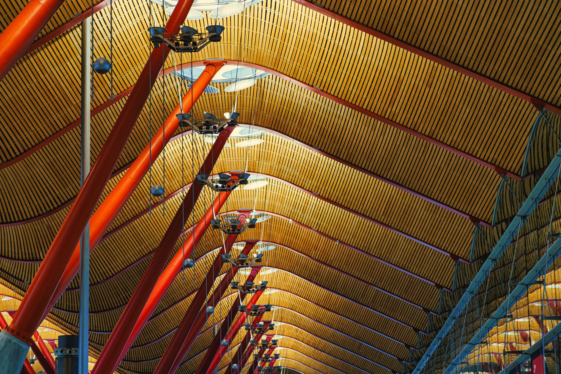 Madrid Barajas airport terminal interior with travelers