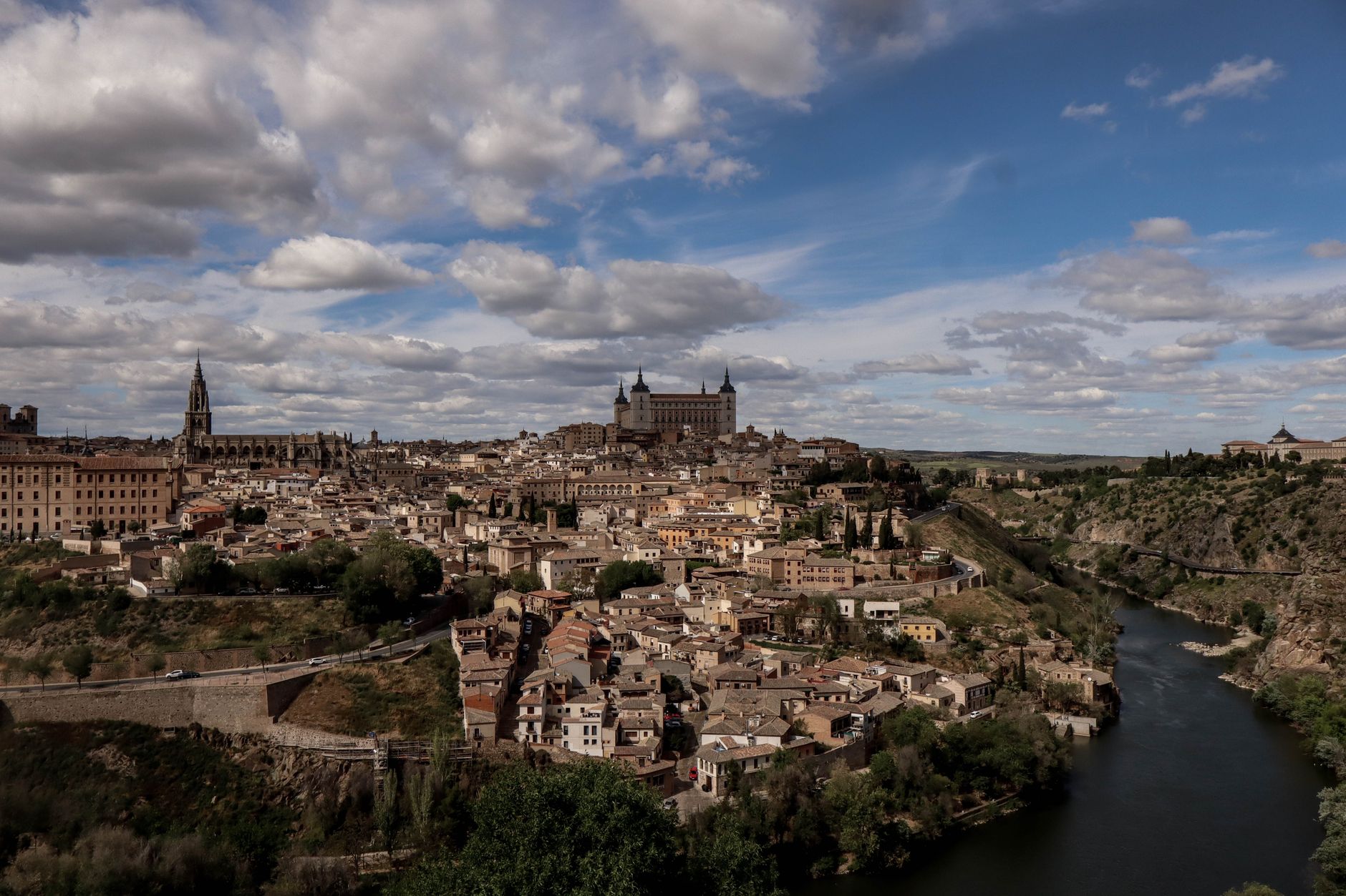 Toledo Day Trip from Madrid: Best Itinerary and Tickets 2026 4 Toledo Spain panoramic view from the Mirador del Valle showing the Cathedral and Alcazar above the Tagus